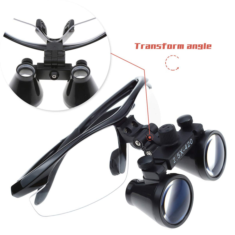 ORILAO 2.5x420mm Anti Fog Magnifier Portable Magnifying Glass Surgical Magnifier Magnifying Glass Black