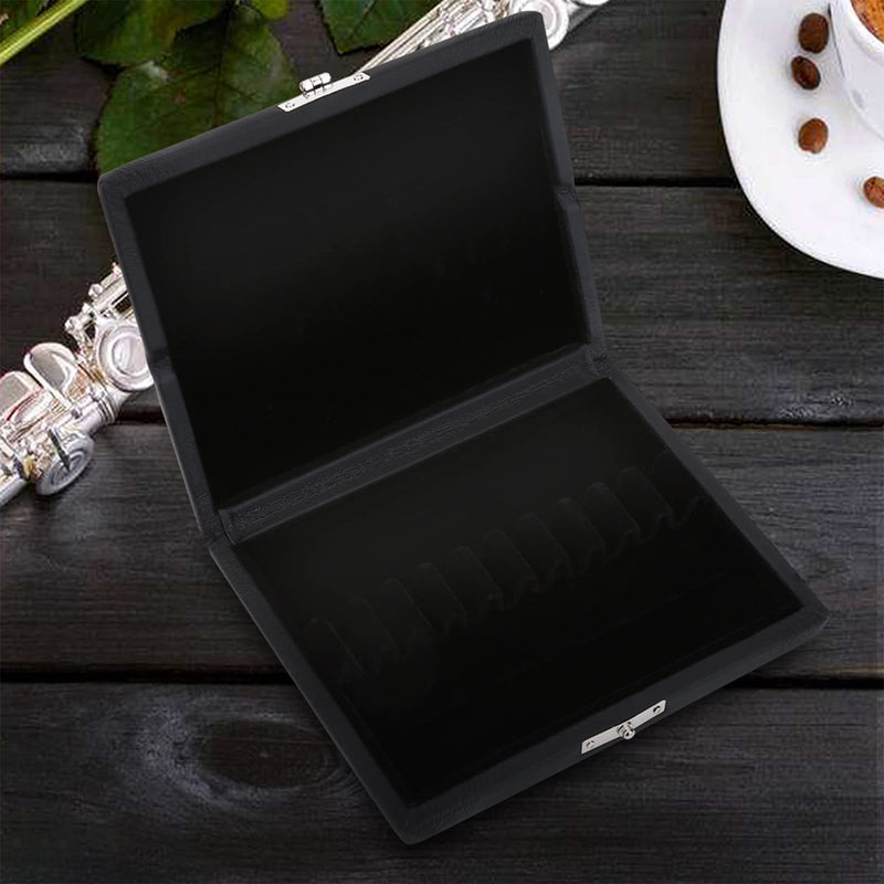 [AUSTRALIA] - Oboe Reed Case, Black Wood + PU Leather Reed Case with Slot Design, 4.52x3.74x0.78inch Oboe Case for Storing and Protecting Oboe Reeds(Pack of 10) 