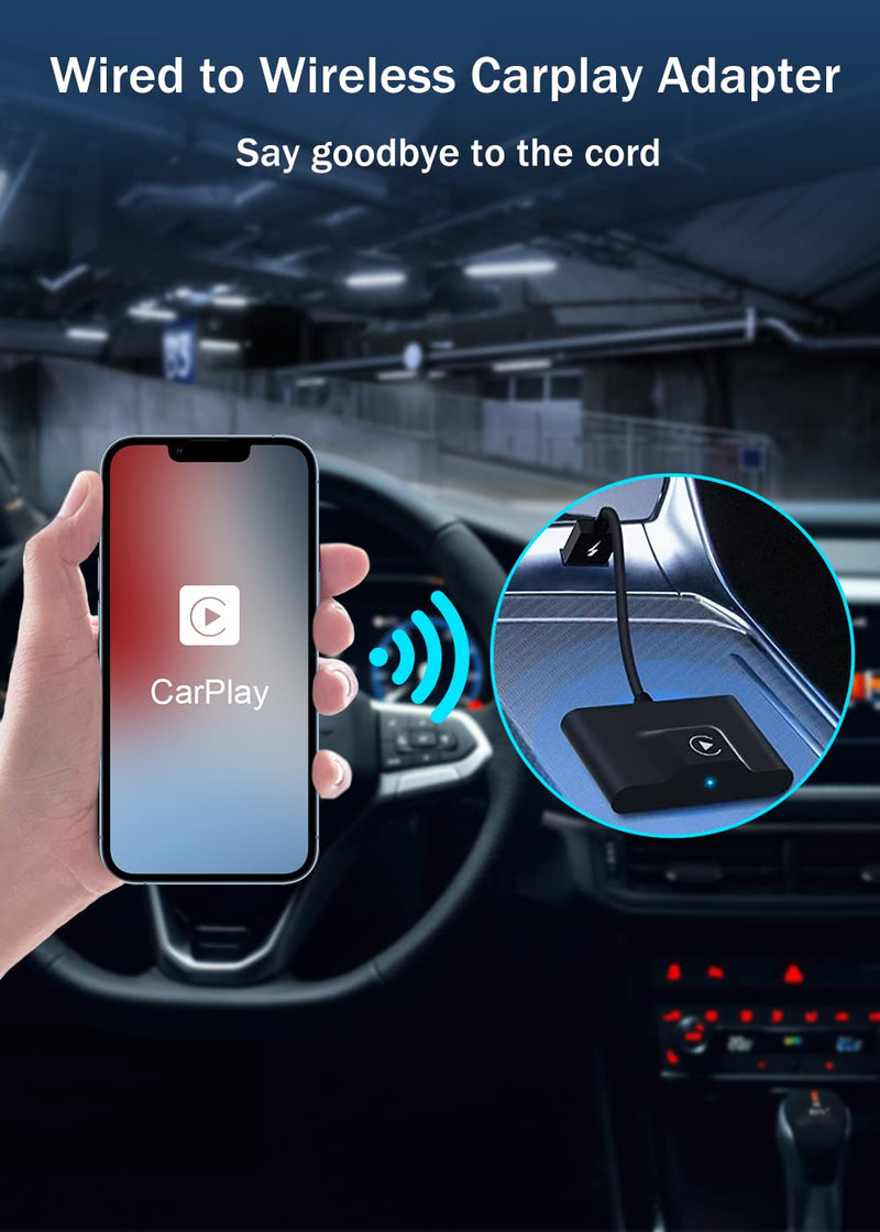 Wireless CarPlay Adapter, Plug & Play Converts Wired CarPlay to Wireless, Convert Wired to Wireless CarPlay Fit for Cars from 2015 & iPhone iOS 10+ (Black) AaBLACK