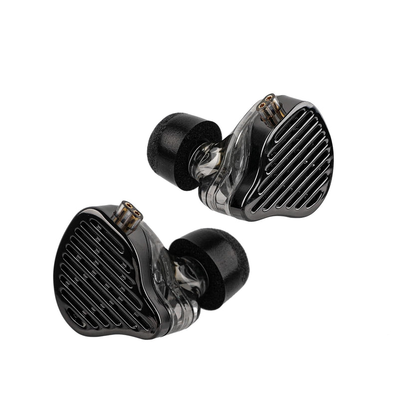 Linsoul KZ x HBB PR2 13.2mm Planar Driver in Ear Monitor HiFi IEM Earphones | with N52 Magnet Array, Nanoscale Diaphragm, Detachable 2 Pin Silver-Plated Cable for Gaming Audiophile, Black, w/ Mic With Mic