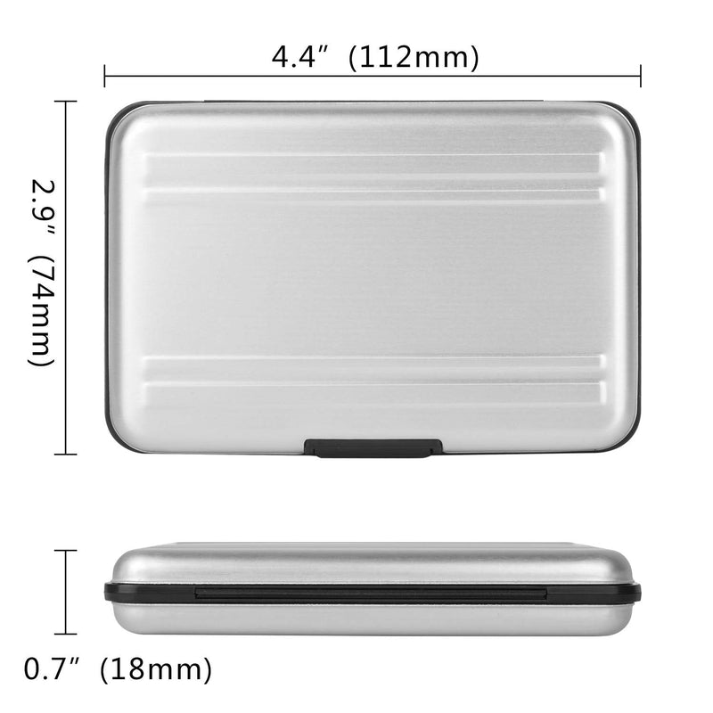 Qkenvo Aluminum Shock Resistant Carrying Box Holder Memory Card Storage Box Case Holder 8 Slots for SD SDHC MMC Micro SD TF Cards Silver
