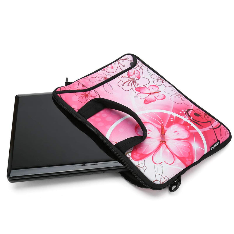 RICHEN 9.7 10 10.1 10.2 inches Messenger Bag Carrying Case Sleeve with Handle Accessory Pocket Fits 7 to 10-Inch Laptops/Notebook/ebooks/Kids tablet/Pad (7-10.2 inch, Pink Butterfly) 7-10.2 inch