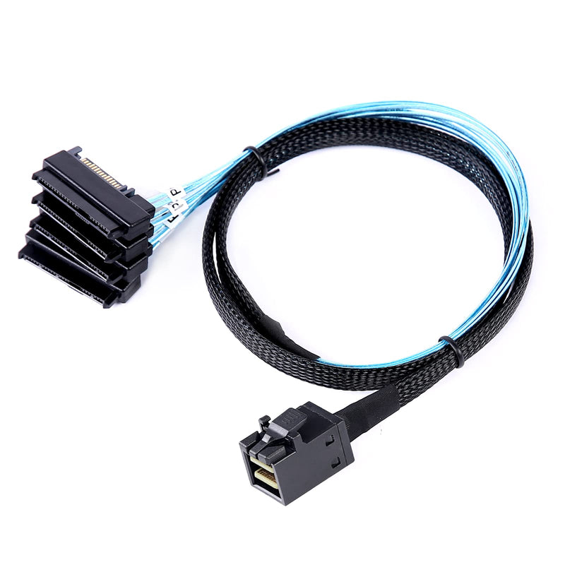 [AUSTRALIA] - Mini SAS to SAS Cable: 1M SFF-8643 to SAS SFF-8643 to SFF-8482 Connector 4X SAS with SATA Power Adapter Cable (3.3FT) 3.3FT 1Pack 