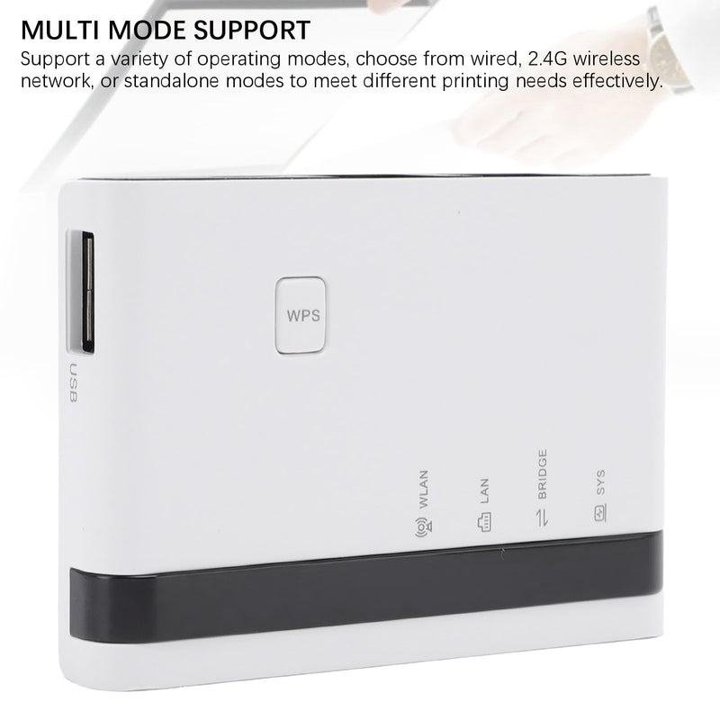 GOWENIC USB Print Server, 10 100Mbps LAN Bridge Wireless Wired Standalone Print Server Support 4 Printers Plug and Play, with 480Mbps USB 2.0 Port, for 7 8 10 11 OS X (US Plug) US Plug