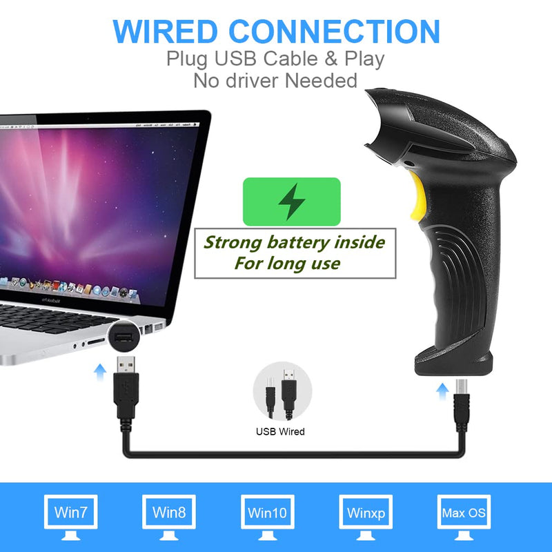 [AUSTRALIA] - Barcode Scanner Wireless, Basecent USB Quick Laser Barcode Scanner Reader (Lector De Codigo De Barras), Handheld Barcode Reader Scanner for Library Book, Warehouse Inventory, Store 