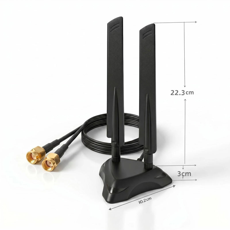 Dual Band 2.4GHz 5GHz 5.8Ghz RP-SMA Gaming WiFi 6E 802.11ac/ax Wireless Antenna with Magnetic Base for Intel AX201 AX200 PCIe NGFF USB Card PC Desktop PCIe WiFi Card Wireless Network Router