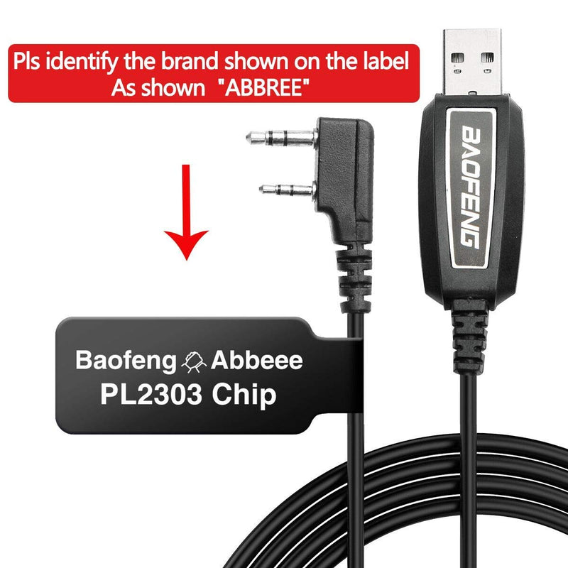 Baofeng USB Programming Cable PL2303 Support Chirp for GMRS Radio Two Way ham Portable radios: UV-5R,BF-F8HP, BF-888S,UV82HP,GT-3,UV-9S,BF-R3 (Black)