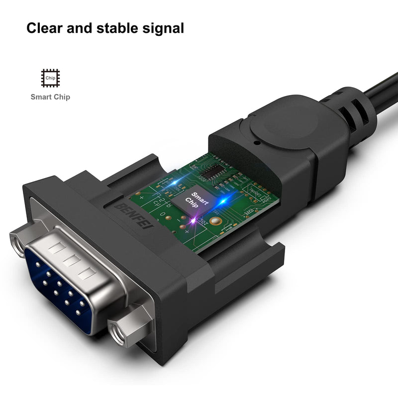 USB to Serial Adapter, Benfei 6 Feet USB to RS-232 Male (9-pin) DB9 Serial Cable, Prolific Chipset, Windows 10/8.1/8/7, Mac OS X 10.6 and Above