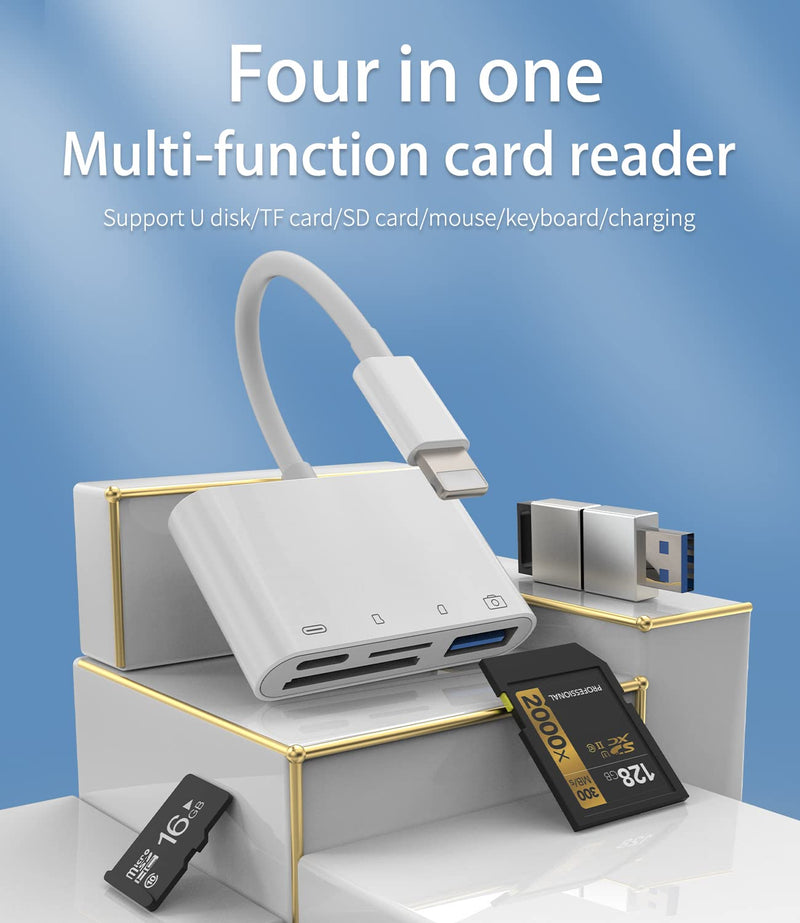 Micro Sd Card Reader Memory TF Accessories Phone Lightning to USB Adapter OTG Connector iPhone 13 12 11 X XS Ipad Male Converter Apple Splitter and Charger Charge Female Port Camera Keyboard Mouse