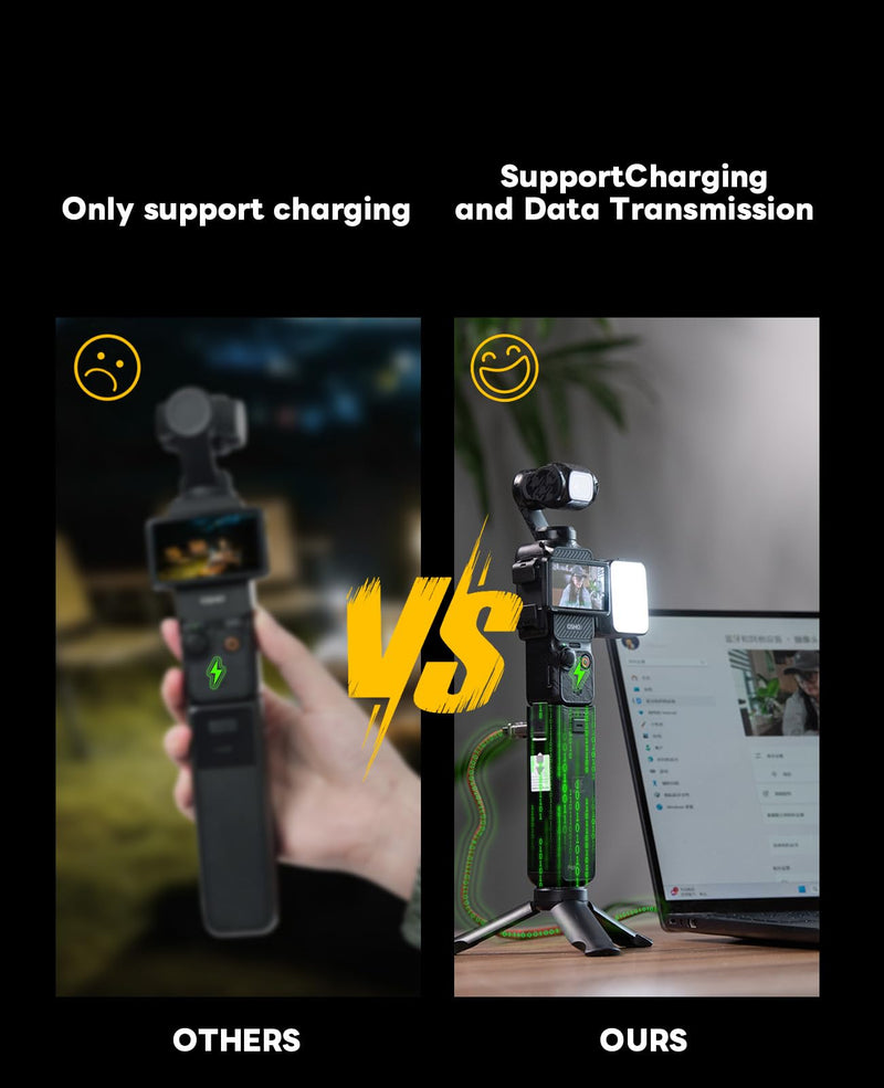 [AUSTRALIA] - Osmo Pocket 3 Battery Handle with Mic Connection, 5000mAh Full-Decoding Battery Grip Compatible with DJI Osmo Pocket 3/ Xtra Muse, with Type-C Port Transfer Date Full Decoding 