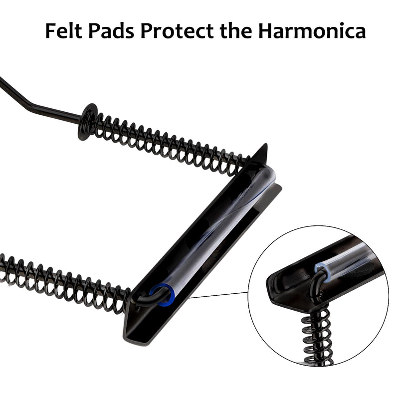 EASTROCK Professional Harmonica Holder - 10 Hole, Adjustable Neck Brace, Hands-Free, Black 10 Hole Black