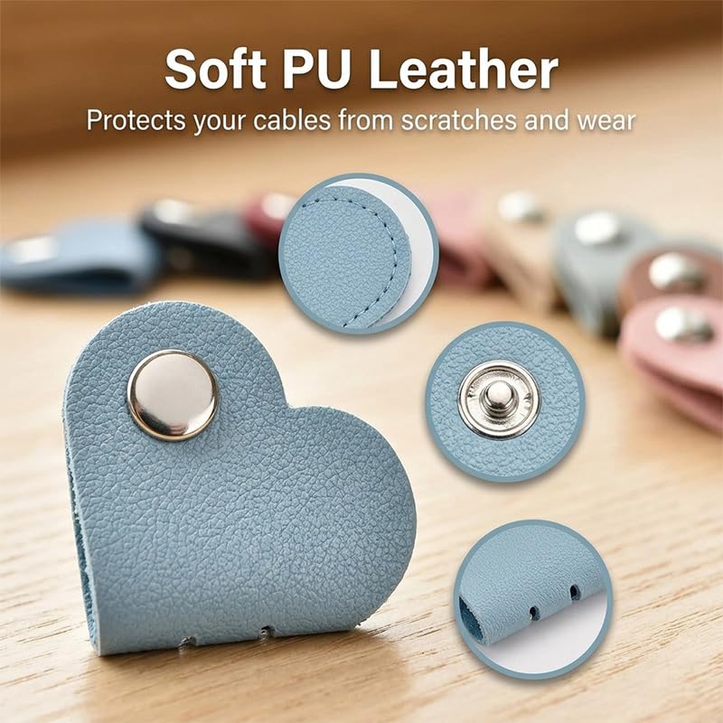 5 PCS Heart-Shaped Cord Organizer - Cable Management Ties for Earphones and Charger Cables - Tangle-Free Wire Winder for Travel and Home