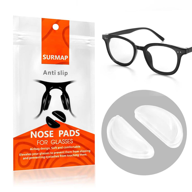 Eyeglass Nose Pads, Soft Silicone Adhesive Glasses Nose Pad, Anti-Slip Heighten Air Chamber Nose Pads for Full Plastic Frames, 10 Pairs (Clear) 10 Clear Pairs