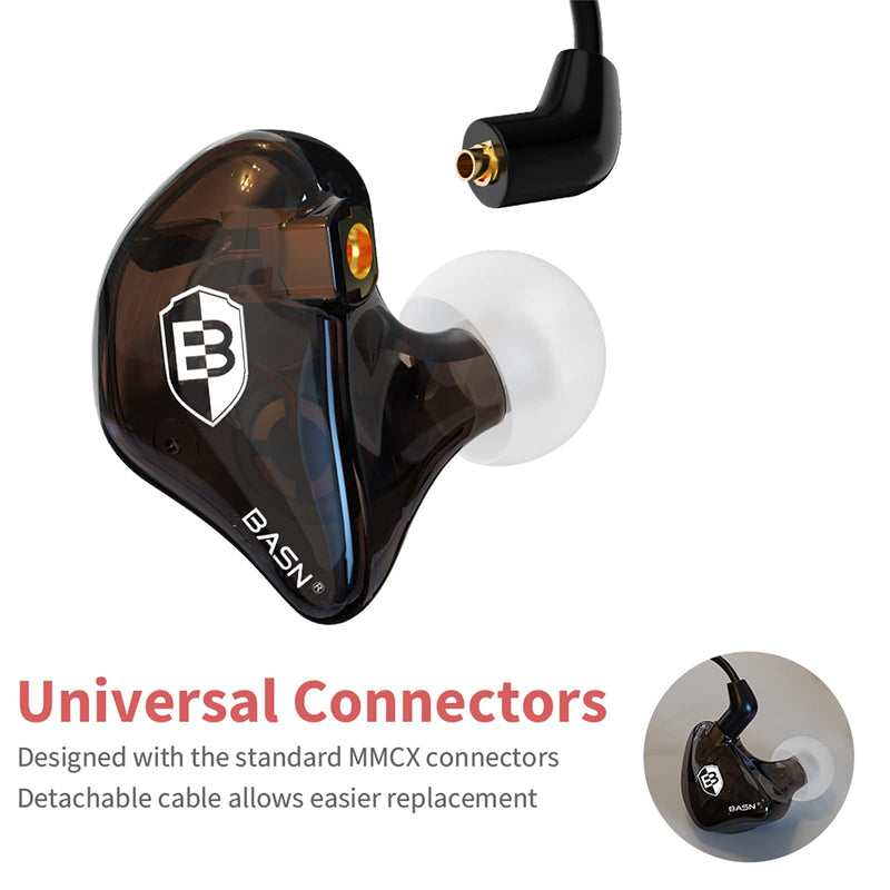 BASN Bsinger in Ear Monitor Headphones for Musician, Dual Dynamic Drivers Noise Isolating Earbuds with MMCX Inline Remote Mic Cable and Silver Plated Audio Cable (SPM-Brown) | dual dynamic drivers iem, noise isolating, mmcx inline-mic and silver-plated...