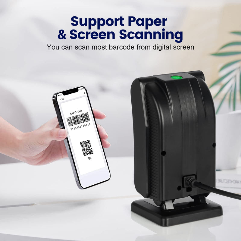 [AUSTRALIA] - OBZ Hands-Free Desktop Barcode Scanner,Omnidirectional 1D 2D QR Code Reader with Adjustable Scan Head,USB Wired Automatic Sensing Bar Code Scanner for PC,Android,POS,Linux,Warehouse,Retail,Supermarket USB black 