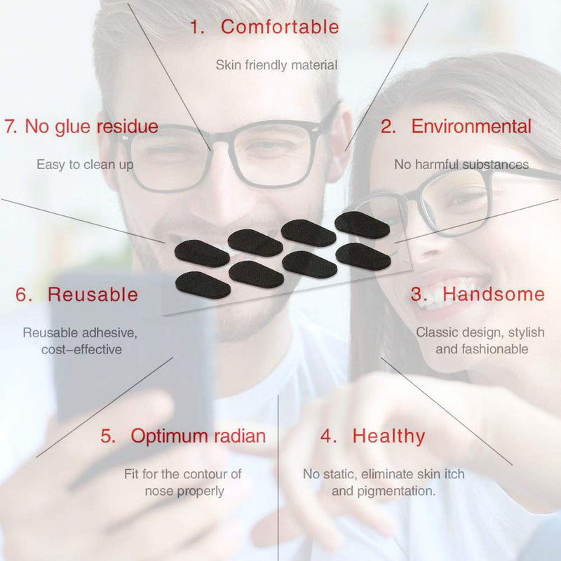 Soft Foam Nose Pads Self Adhesive Non-Slip Eyeglass Nose Pads, Thin Nosepads for Eyeglasses Sunglasses Glasses,12Pairs 1.5mm/Black Color