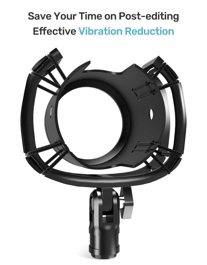 Custom Built for Blue Yeti Shock Mount with Pop Filter, 2025 Upgrade Anti-Vibration Suspension Elastic Shock Mount Holder Clip Mics Stand with Screw Adapter Compatible with Yeti Microphone Blue Yeti Shock Mount with Windscreen