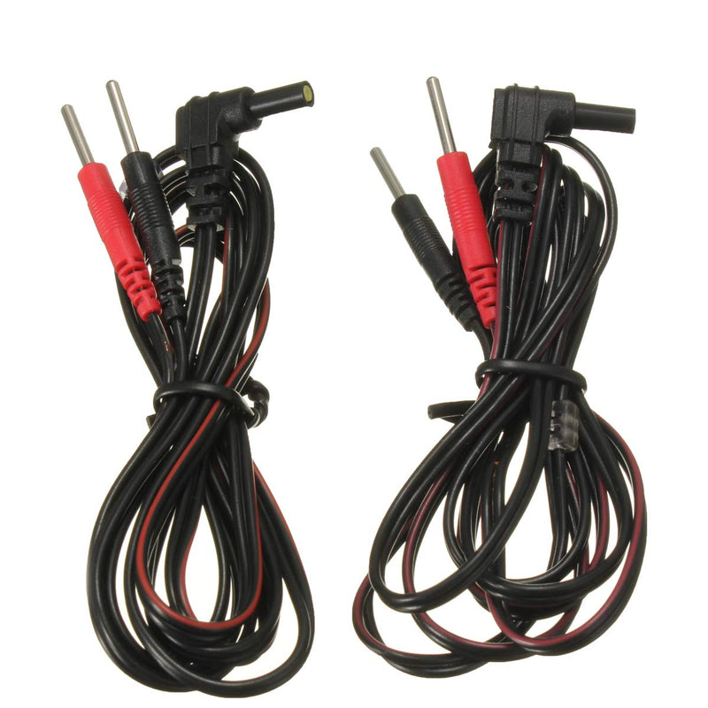 Tens Electrode Lead Wires Jack Plug Pin Connector, Electrode Units Cable Wires for TENS EMS Massage Devices, Replacement Leads for Electrotherapy Instruments, Pack of 2