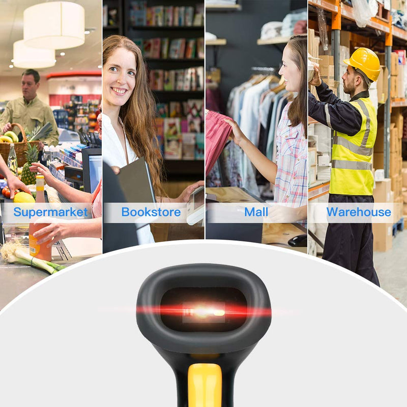 [AUSTRALIA] - Eyoyo EYH2 Handheld USB 2D Barcode Scanner, Wired Automatic QR Code Scanner PDF417 Data Matrix Bar Code Reader with Long USB Cable for POS Mobile Payment, Convenience Store, Supermarket, Warehouse Black 