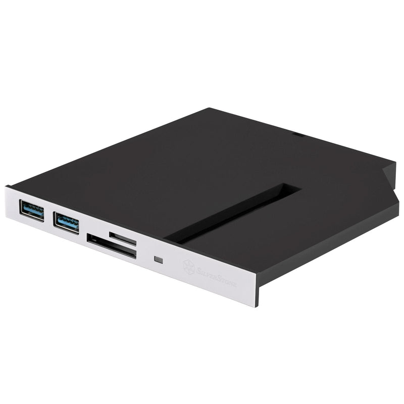 SilverStone Technology FPS01 12.7mm Slim ODD Device Bay to M.2 SATA SSD with Dual USB 3.0 Type-A and SD/Micro-SD Reader