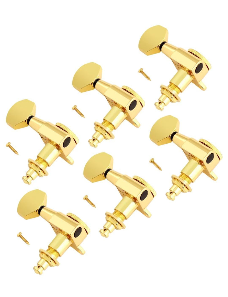 Bogart Locking Guitar String Tuning Pegs Sealed Machine Heads Tuners Tuning Keys 6 In Line for Right Handed Electric Guitar or Acoustic Guitar Gold., TP 21-GD-6R