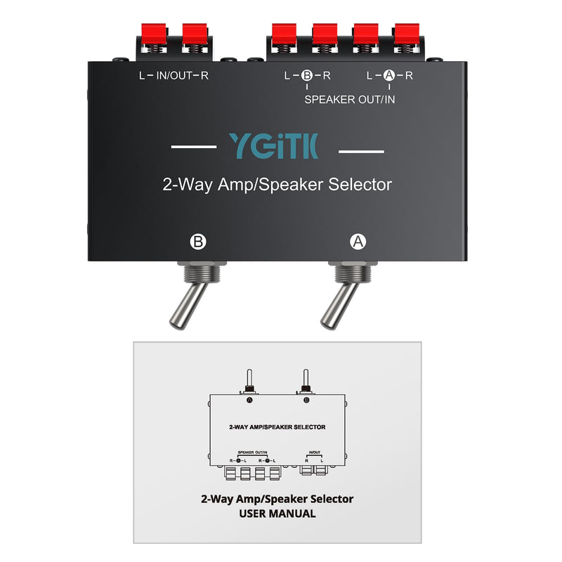 [AUSTRALIA] - 2-Zone Speaker Selector Switch Box 2-Way Amp/Speaker Selector, Passive 1/2 Speaker Switch, 150W RMS Per Channel, Spring Clip Terminals for Amplifier Dual Output with Independent On/Off Control 