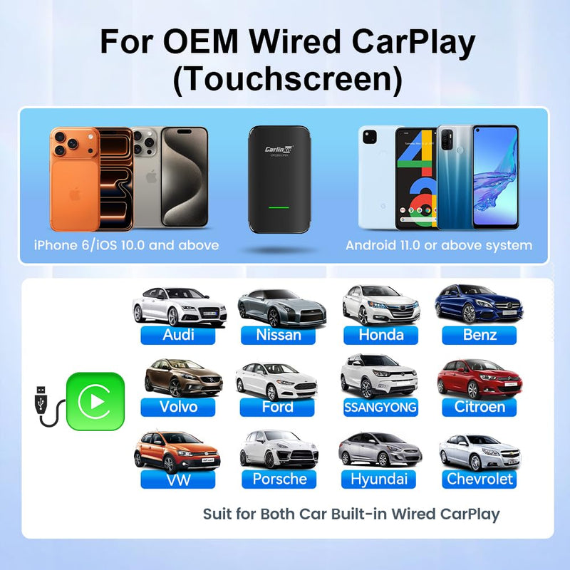 Carlinkit Wireless CarPlay Adapter CP2A Pro with Video Streaming | Converts Wired to Wireless Android Auto,for Wired CarPlay Car Only,FOTA Upgrade,Built-in Netflix/YouTube/TikTok Lite