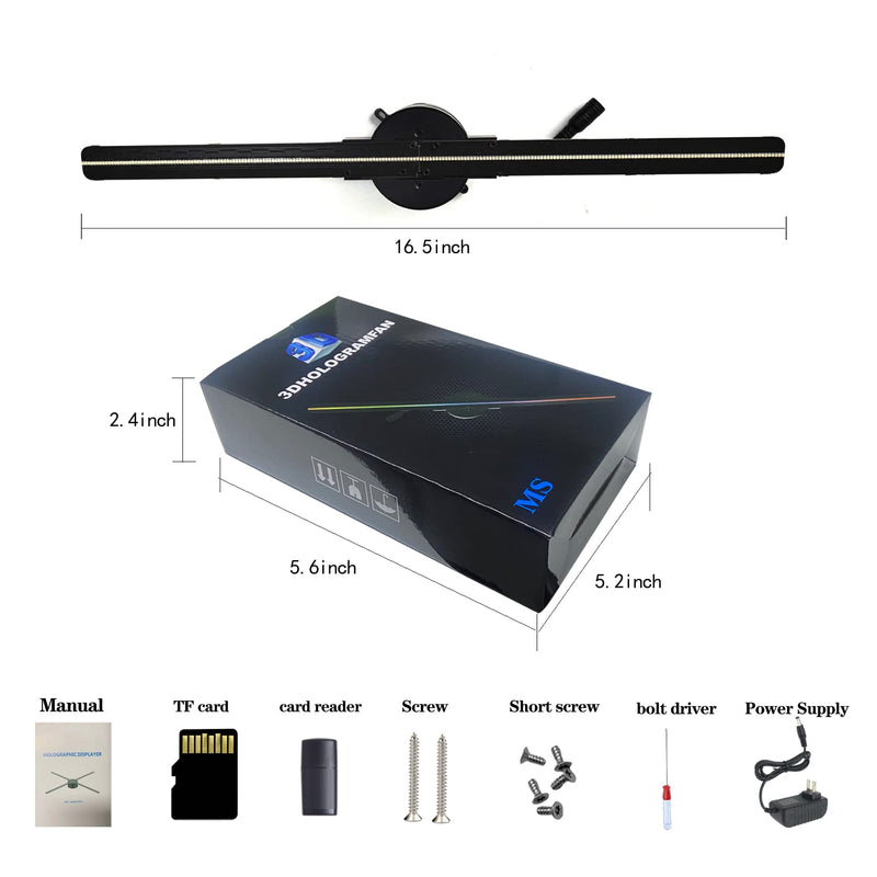 [AUSTRALIA] - 42CM 3D Hologram Fan, 16.5" WiFi Projector with 1500+ Video Library, 232 LEDs, Bluetooth Audio & Remote Control, High Brightness Display for Business Sign, Bar, Halloween & Christmas Decor 