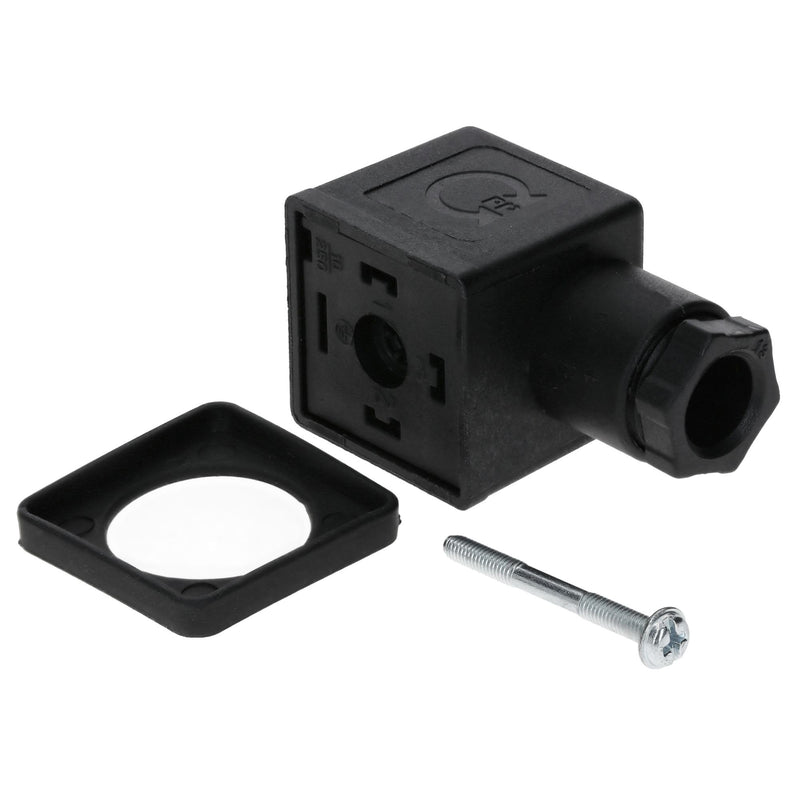 Kalitec Pack of 3 Valve Connectors 3-Pin Black Form A I Contact Surface 27 x 27 mm² I PG9 I Contact Separation 18 mm I Protection IP 65 I Valve Connector for Solenoid Valve I Cube Plug 2-Pin + PE