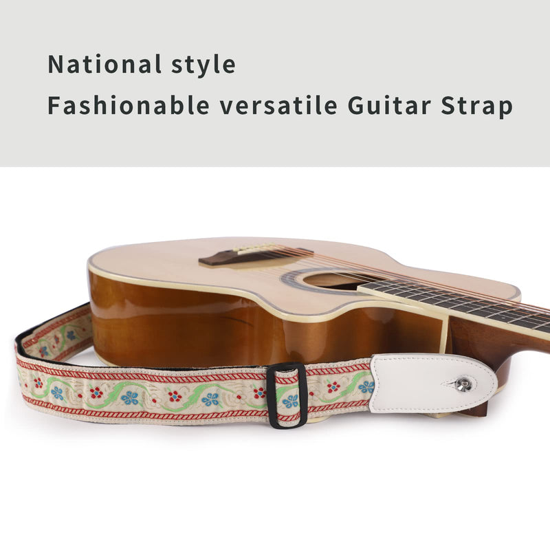 [AUSTRALIA] - Guitar Straps, Acoustic Electric Guitar Straps, Bass Guitar Strap with Adjusatable Length, Guitar Accessories White and Beige 