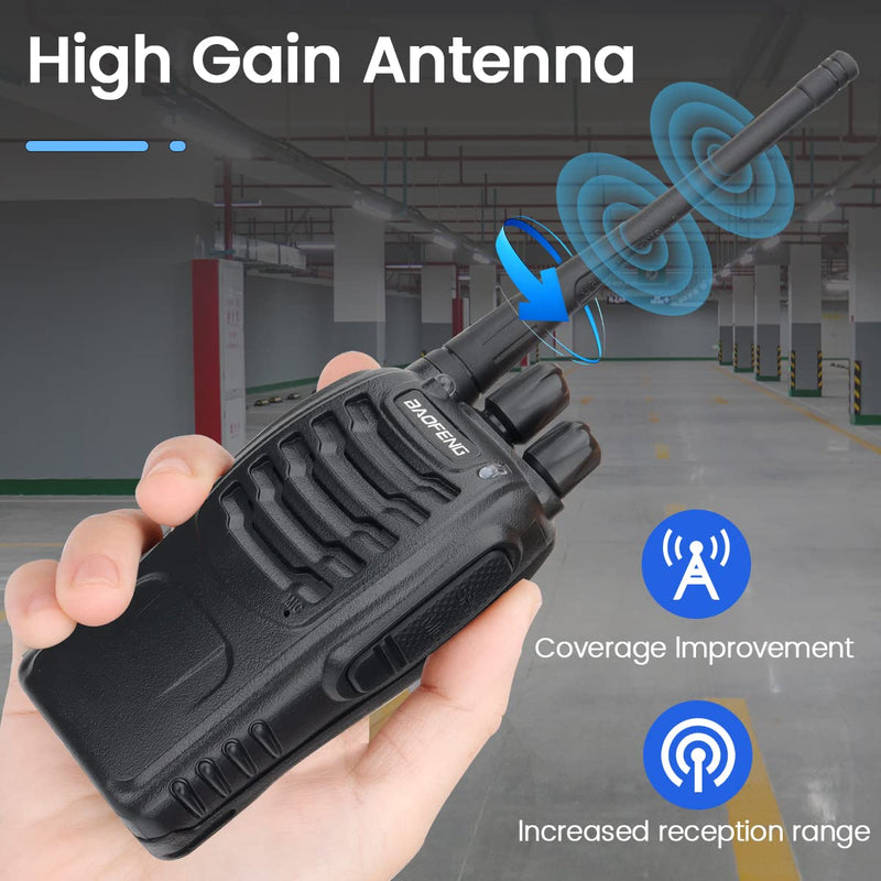Baofeng Walkie Talkies Long Range Walkie Talkie for Adults with Earpiece Mic Rechargeable 2-Way Radios Handheld Two-Way Radios Transceiver Kids Walky Talky with USB Base Charger for Camping 2pcs with earpiece