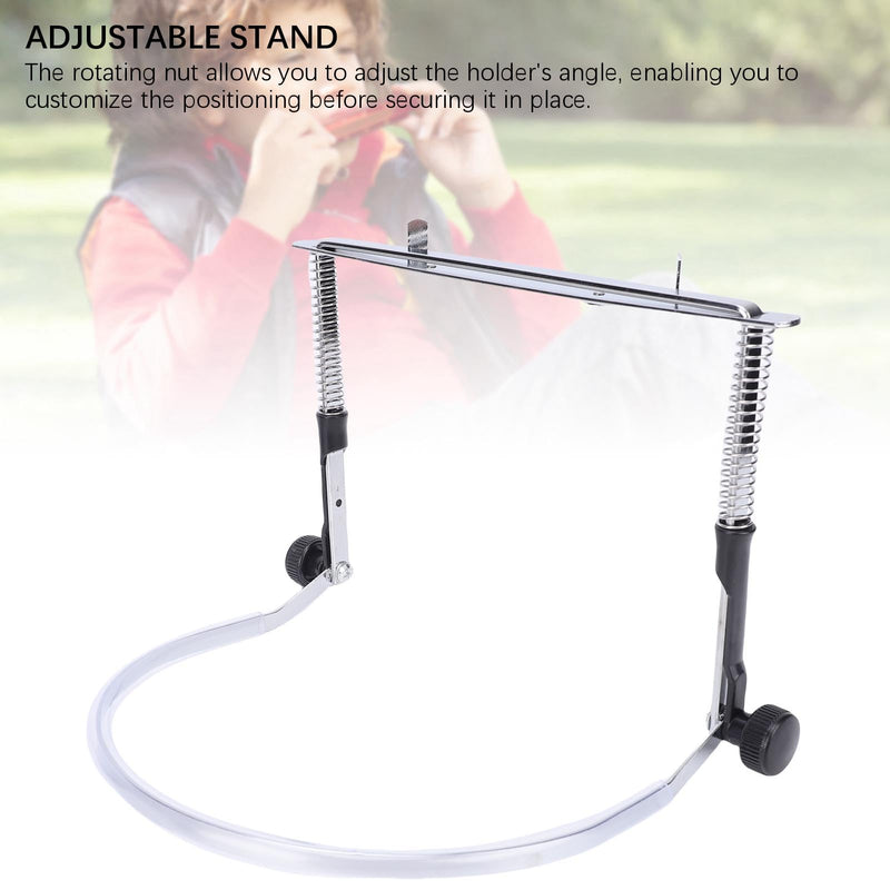Harmonica Neck Holder, Alloy Steel Adjustable Angle Neck Stand with Sticker for 10 & 24 Hole Harmonicas for Beginners