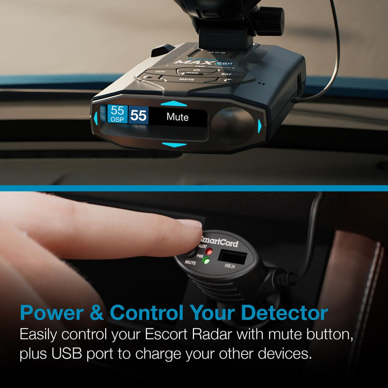 [AUSTRALIA] - Escort Radar Detector SmartCord Coiled Wire with USB for MAX 360, MAX 360c, IX, IXc, 9500 IX, MAX II, MAX 3, MAX 4, MAX 360c MKII, MAX 360 MKII, MAXcam 360c, Redline 360c, and Additional Models Coiled Wire with USB - Red Light 