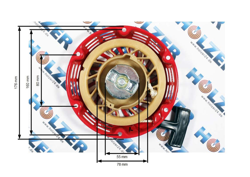 HOLZER Pull Starter for 5.5 & 6.5 HP Petrol Engines and Power Generators/Red