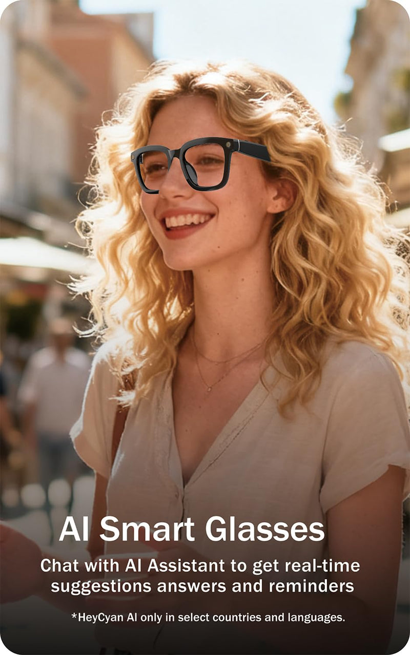 8MP HD AI Smart Glasses with Camera for Video Recording & Photo Capture | EIS Anti-Shake TEC, Real-Time Translation, Open-Ear Bluetooth Audio, Object Recognition, Voice Assistant, for Life & Work Z-AI Camera Smart Glasses