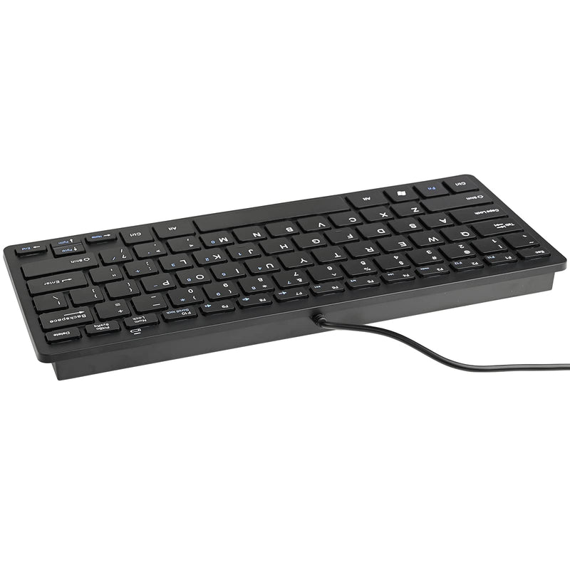 2021 Upgraded Powboro PC Computer Laptop Mini USB Wired Keyboard for Mac and Windows 78 Scissor Keys Small Super Thin Compact Multimedia Keyboard (Black) Black