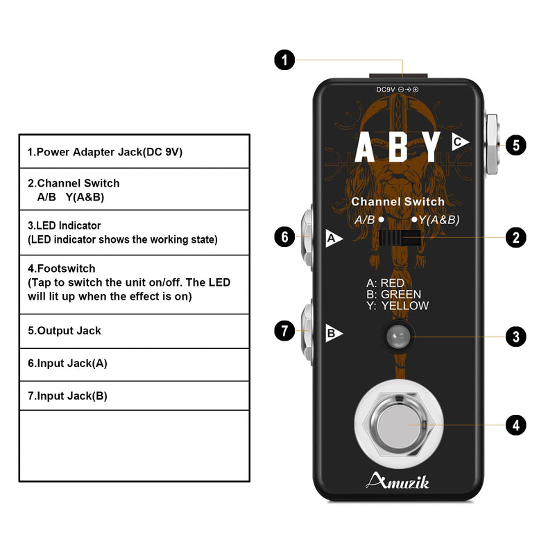 [AUSTRALIA] - Amuzik Switch Box Pedals Functional ABY BOX Switch Guitar Pedal Selector Audio Channel Pedal for Guitar Mini Size True Bypass 