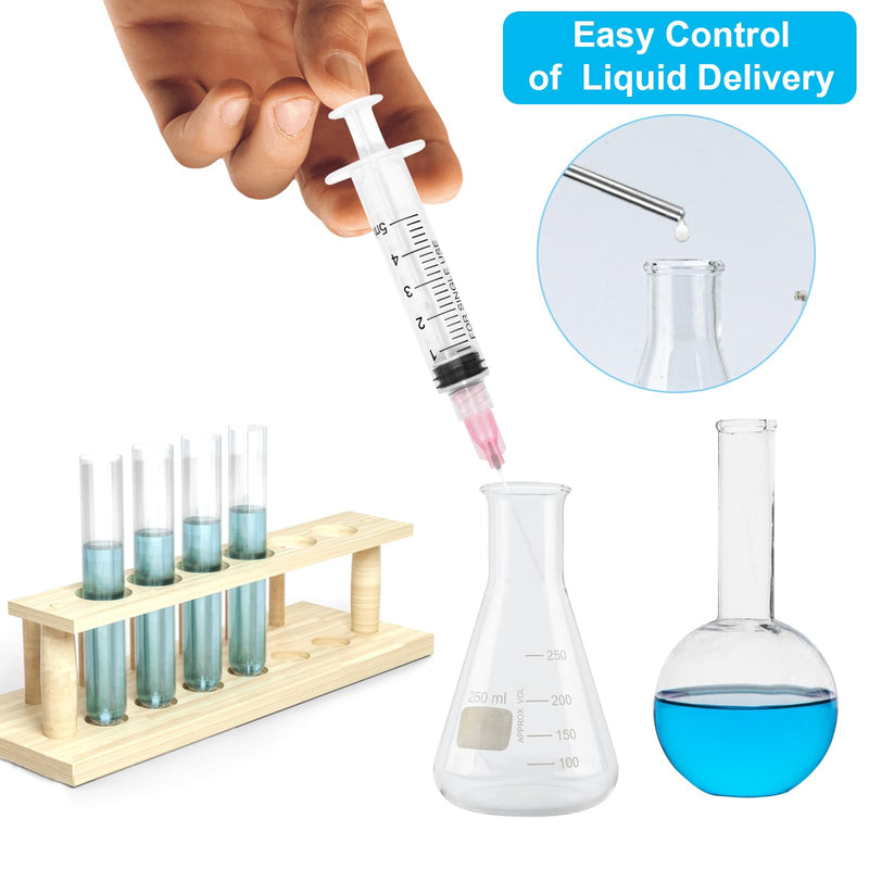 45 Pieces 5 ml Syringe Kit, 15 Pieces Syringes with 15 Blunt Needles, Syringe 5 ml Colostrum Syringe with Cap Dosing Syringe Liquid Syringe for Laboratory Animal Feeding, Plant Watering 5ml
