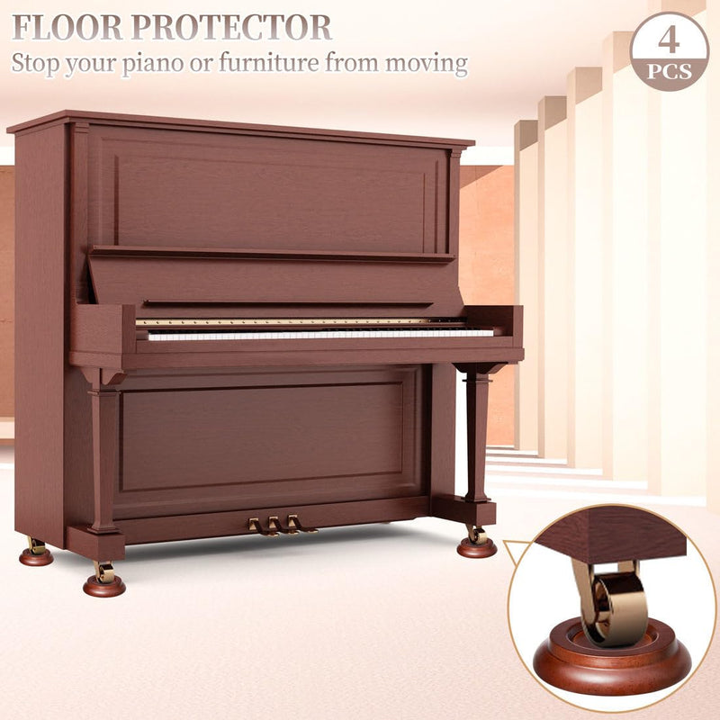 Piano Caster Cups Upright Piano Caster Cups Wood coasters Cups Brown-wood 4cups