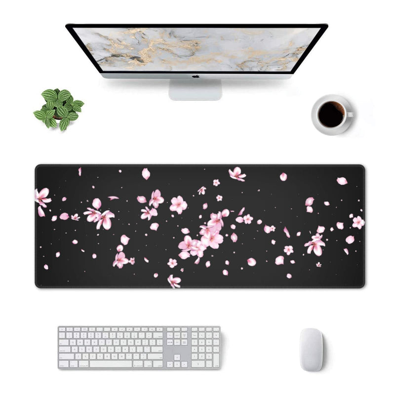 Japanese Cherry Blossom Flower Gaming Mouse Pad Large XL Desk Mat Long Extended Pads Big Mousepad for Home Office Decor Accessories 31.5 X 11.8 Inch Funky Japanese Sakura Blossom