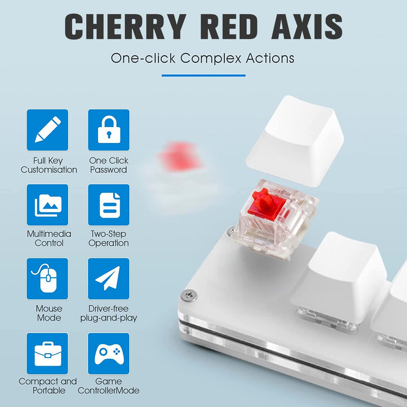 Ecarke Mini 4-Key Keypad Mechanical Gaming Keyboard, Set by Yourself Programming with 1.5m USB Data Cable（Upgrade Cherry Shaft & RGB LED） White