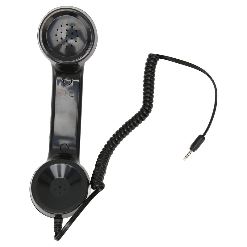 Retro Phone Handset, Phone Telephone Receiver, Multifunction Radiation Proof Handheld Cell Phone Receiver with 3.5mm Sound Plug for Mobile Phones Computers (Black) Black