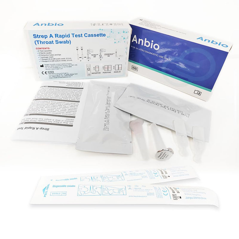 [AUSTRALIA] - Anbio 2 x Strep A Test self-diagnostics - Streptococcal Rapid Test with Throat Swab - Home Test for Detection of Group A Streptococcal Antigen 