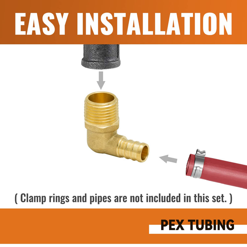 [AUSTRALIA] - SUNGATOR 6-Pack PEX 1/2"x 1/2" NPT Elbow Male Threaded Adapter Crimp Fitting, No Lead Brass with Sealing Tape 1/2" Pex x 1/2" NPT Male Elbow, 6 
