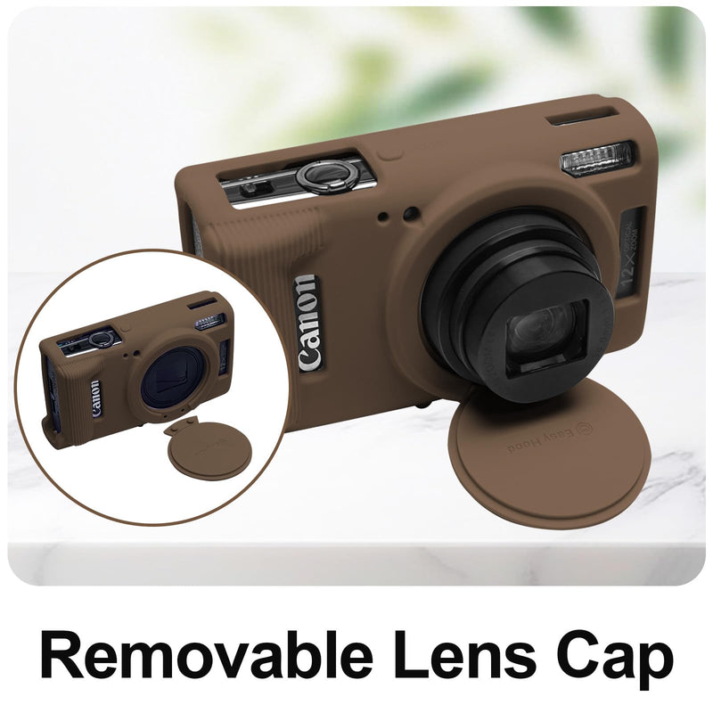 [AUSTRALIA] - Easy Hood Case for Canon PowerShot IXY 650/ELPH 360 Camera, Soft Silicone Camera Cover with Removable Lens Cap, Slim Fit Anti-Scratch Carrying Protective Case Camera Body Skin Sleeve(Brown) Brown 