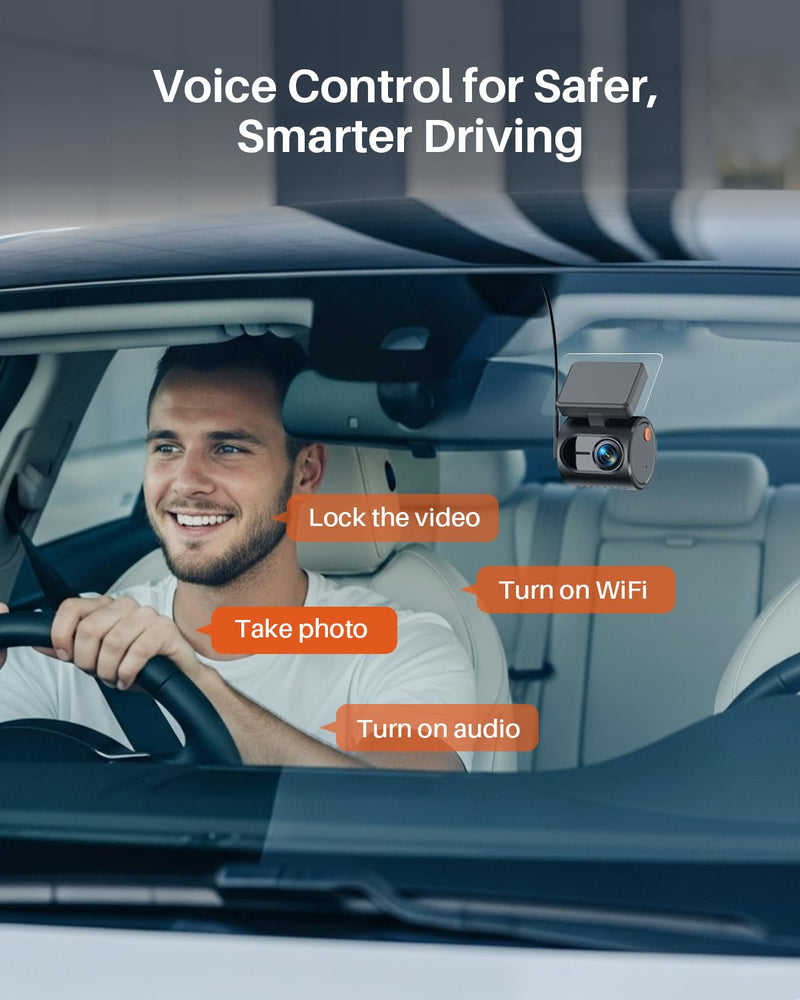 KAWA 2K Tiny Dash Cam, 1296P QHD Mini Car Camera DashCam - Voice Control, G -Sensor, Free 32GB TF Card, Built-in WiFi, APP Control, WDR/3D DNR with Super Night Vision, 24H Parking Mode Black