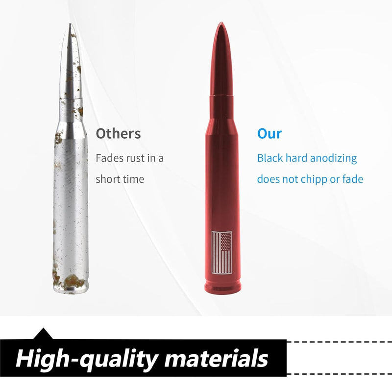 1 PC Car Bullet Antenna, Retractable Antenna Replacement, Enhanced Signal Receiver, Antenna with Screw Spacer, Compatible with Ford F150 Wrangler Jeep Chevrolet (Red) Medium Red