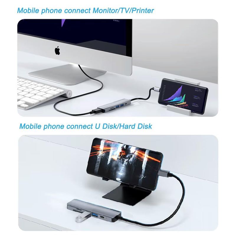 USB C Hub HDMI Adapter, USB C SD Card Reader, USB C to HDMI 4K with100W PD, USB 3.0, SD/TF Card Reader for iphone 15, MacBook Air/Pro, iPad Pro, Mac, Dell/Acer/HP/ASUS/Switch