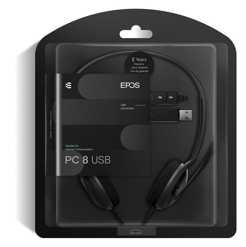 [AUSTRALIA] - Sennheiser PC 8 USB - Stereo USB Headset for PC and MAC with In-line Volume and Mute Control - Black 1 Count (Pack of 1) 