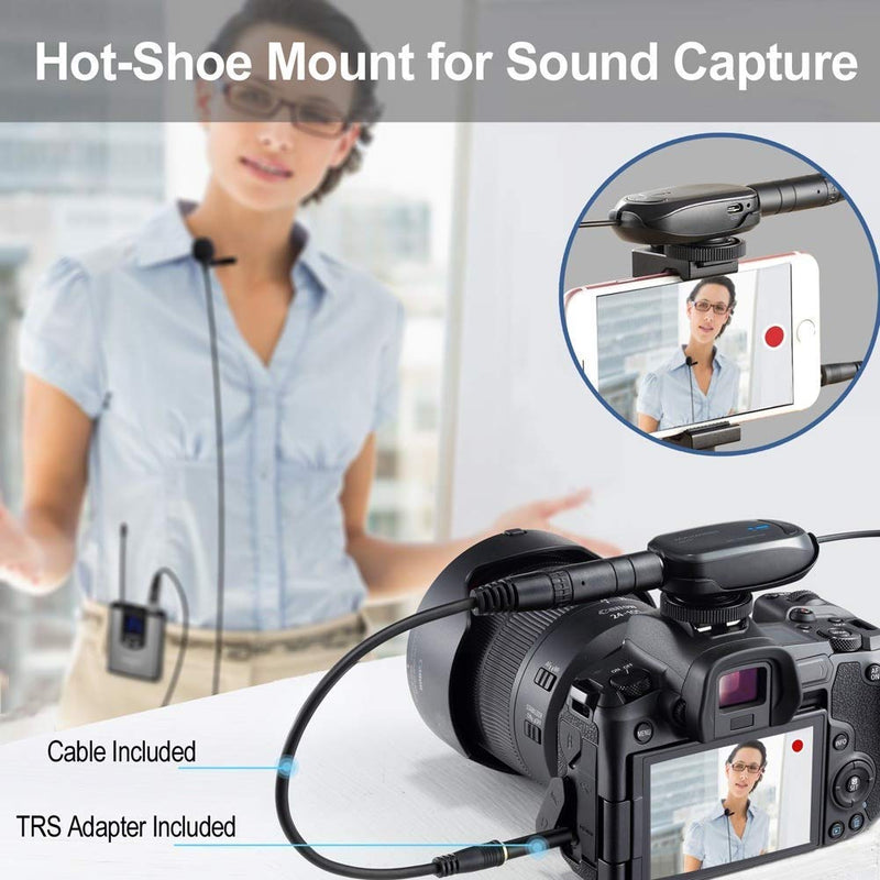 Alvoxcon Wireless Headset Lavalier Microphone System Wireless Lapel Mic Best for iPhone, DSLR Camera, PA Speaker, YouTube, Podcast, Video Recording, Conference, Vlogging, Church, Interview, Teaching Gray